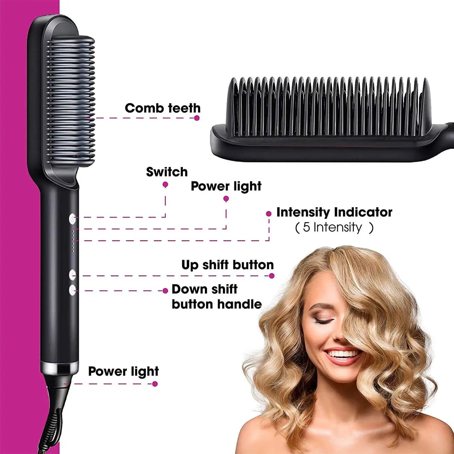 Mini Hair Straightener Brush/ Hot Comb Styling Tool